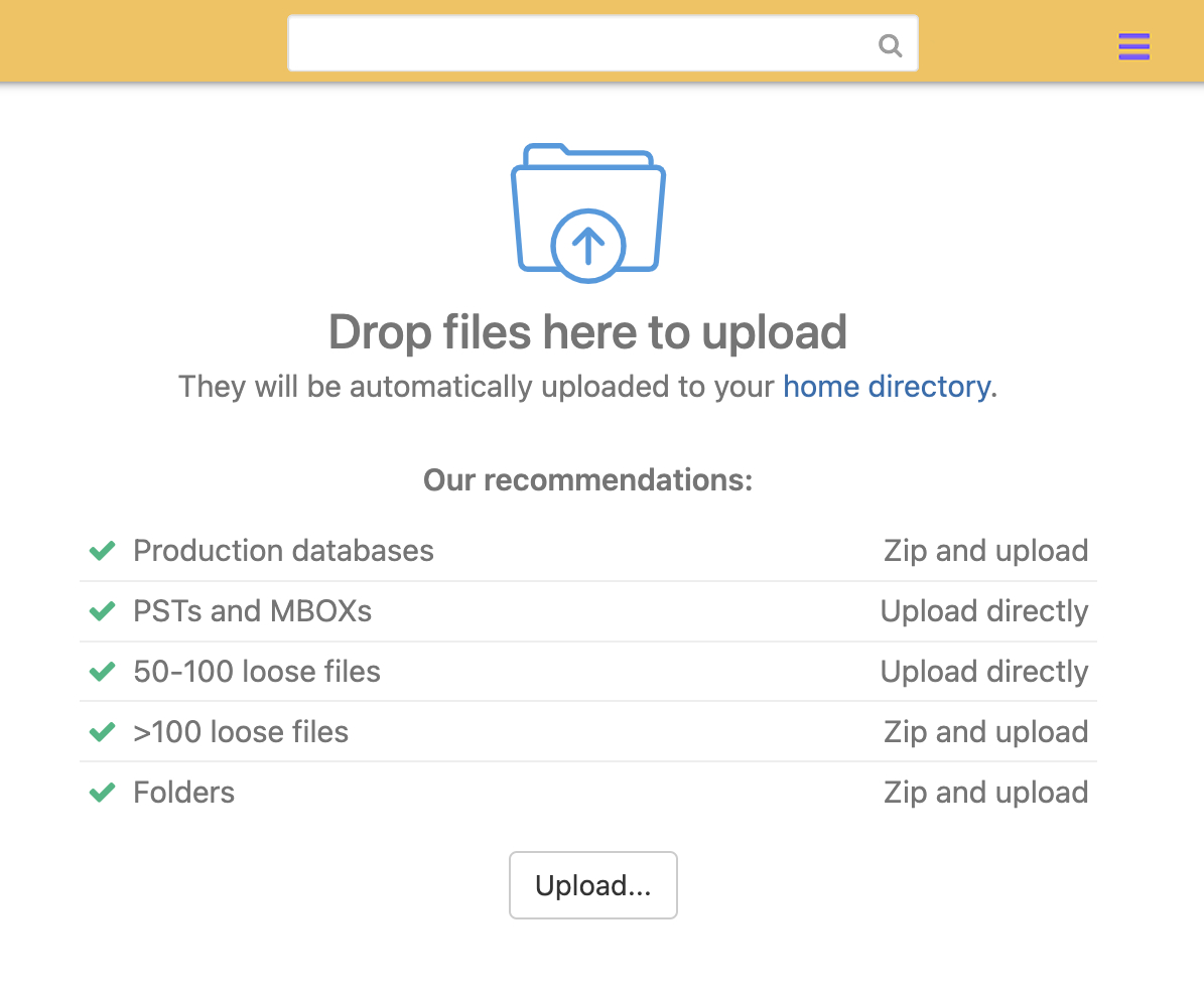 GoldFynch drag-and-drop upload interface
